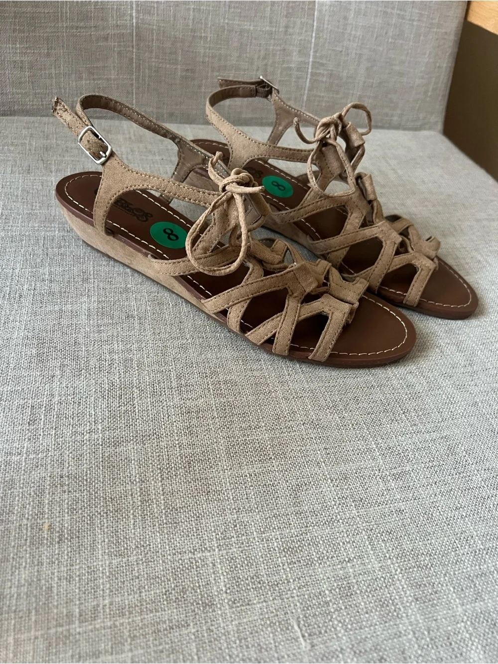Carlos Santana Tan Lace-Up Women’s 8 Sandals, summer,boho , festival resort wear
